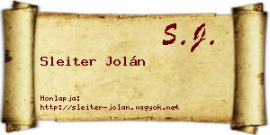Sleiter Jolán névjegykártya